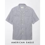 ショッピングアメリカンイーグル アメリカンイーグル シャツ 半袖 メンズ 開襟シャツ 無地 カジュアルシャツ グレー 大きいサイズあり