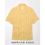アメリカンイーグル シャツ 半袖 メンズ 開襟シャツ ストライプ カジュアルシャツ イエロー 大きいサイズあり