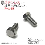 SUS 細目六角ボルト M12x20mm P1.25 2本入　全ネジ