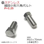 SUS 細目小形六角ボルト　M10x70mm　P1.25 1本入　全ネジ