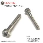 SUS316L 六角穴付きボルト M2x20mm 12本入り 半ネジ