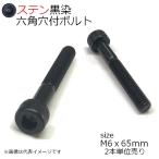 SUS 六角穴付きボルト 黒色　M6x65mm 2本入 半ネジ