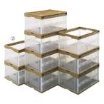 コンテナボックス・キャリー 折りたたみコンテナ(透明) ベージュ 50リットル / kp38-364-1-3