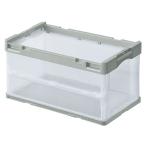 コンテナボックス・キャリー 折りたたみコンテナ(透明)グレー 40リットル / kp38-784-7-1