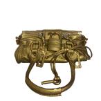 Chloe( Chloe ) Mini pa DIN тонн ручная сумочка женский Gold кожа б/у 