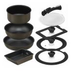 ショッピングダイヤモンド アイリスオーヤマ ダイヤモンドコートパン マルチエッグパン入り9点セット IHガス火対応 MEGI-9S ブラウンメタリック