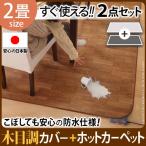 ホットカーペット カバー 木目調ホットカーペット・カバー 〔ウッディ〕 2畳用(198x200) ホットカーペット+カバーセット 防水