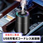 車載用に最適 USB充電式コードレス加湿器 卓上 小型 スチーム式 USB電源 寝室 オフィス 可愛い おしゃれ LEDライト 超音波式 加湿機 湿度 コンパクト シンプル