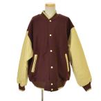 MV SPORT 袖レザー メルトン ベースボールジャケット