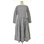 YAECA / ヤエカ 99702 TUCK DRESS green-check タックドレス グリーンチェックロング 長袖ワンピース