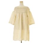 Chou Chou de maman / シュシュドママン レース切替フレア リネン 七分袖ワンピース