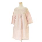 Chou Chou de maman / シュシュドママン レース切替フレア リネン 七分袖ワンピース