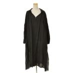 Tabrik / タブリック サイドプリーツ リネン ギャザー スキッパーロング 長袖ワンピース