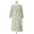 tocco closet 186-168769 dolina パール装飾フェイクポケット付きツイードライクニット 七分袖ワンピース