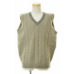 PAPAS / パパス ケーブルウール Vネック ニットベスト