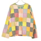 ORVIS / オービス ノーカラーパッチワーク 長袖カーディガン