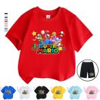 マリオ Tシャツ Mario 男女兼用 子供 キッズ 子ども 男の子 女の子 半袖シャツ 服 黒 白 黄 シャツ 子ども服 小学生 キッズトップス