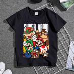 マリオ Tシャツ 男女兼用 大人 子供 キッズ 子ども お揃い ペア 半袖シャツ 服 黒 ブラック シャツ カップル /メンズ/レディース/ 男の子/女の子/親子服