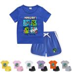 Minecraft マインクラフト 男の子 女の子 Tシャツ キッズ 100%綿 半ズボン キッズ 上下2点セット 子ども服 小学生 カットソー ギフト ゆったり ルームウェア