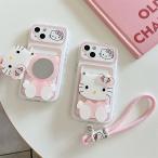 Hello Kitty ハローキティ iphone16 スマホケース 鏡 携帯ケース iPhone15 15Po 14 14Pro 14Plus 13ケース 13Pro iPhone11 iPhone12 7 8 X XS XR 11
