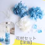 ハーバリウム 花材セット アジサイ パール カスミ草 深海 青 爽やか 送料無料　ポイント 消化 プリザーブドフラワー