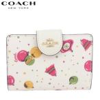 ショッピングコーチ 財布 新作セール コーチ 財布 二つ折り財布 C7413 レディース 2025新作 COACH ミディアム コーナー ジップ ウォレット オーナメント プリント  チョーク マルチ