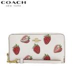 コーチ 財布 新作セール レディース 長財布 苺 イチゴ CAO90 2025新作 COACH ロング ジップ アラウンド ウォレット ストロベリー プリント
