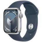 ショッピングapple watch Apple Watch Series 9 GPSモデル  - 45mmシルバーアルミニウムケースとストームブルースポーツバンド - M/L MR9E3J/A
