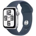 ショッピングapple watch バンド Apple Watch SE2  GPSモデル - 40mm シルバーアルミニウムケースとストームブルースポーツバンド - S/M MRE13J/A