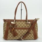 GUCCI　グッチ　282300　ベラ　2WAYバッグ　レザー　ベージュ系　バンブー　キャンバス　GG柄　肩掛け　斜め掛け　レディース　【中古】