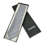 CHANEL Chanel полоса шелк галстук мужская мода бизнес мелкие вещи серый серия [ б/у ]