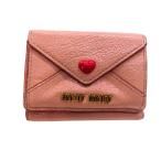 【中古】Miu Miu ミュウミュウ 3つ折り財布 5MH021 マドラスラブ ベージュピンク レディース プレゼント 日常使い A2502420 【無料ギフトラッピング承ります】