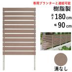 ガーデンフェンス プランター付きフェンス用 目隠し フェンス DIY ラティス 庭 おしゃれ 花壇 木目調 樹脂製 高さ180cm×幅90cm フラット フェンス単体