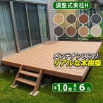 ウッドデッキ 人工木 縁台 セット DIY デッキ 庭用 ベランダ 1.0間×6尺 屋根 1間×6尺 調整式束柱H 樹脂 四国化成 ファンデッキHG