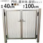 門扉 アルミ門扉 門扉 シンプル門扉 両開き 門扉フェンス 門柱タイプ 0410 04-10 高さ100cm 扉幅40cm ×2枚