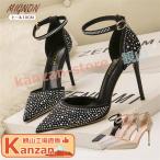 パンプス 結婚式 ピンヒール ハイヒール ストラップ ポインテッドトゥ グリッター キラキラ ラメ レディース 黒 シルバー ゴールド