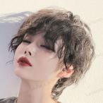 ショート 短髪　カール　ヘア　パーマ　カツラ　ウィッグ　韓流　スタイル変更　気分転換　男女兼用　ネット付き