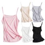 キャミソール レディース インナー 肌着 シルク混 光沢 さらさら ツルツル 大きいサイズ アンダーウェア 全５色 M L LL 3L s044