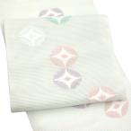 15%OFFセール 佐々木染織 夏絽名古屋帯 薄緑 仕立て付き 七宝 花菱 古典柄 西陣織 お茶会 正絹 夏帯 未仕立て 反物 新品 夏名古屋帯 夏九寸帯 non-274