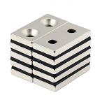 強力マグネット 角型 ネオジウム磁石 長方形N50磁石 皿穴付きマグネット ネオジウム 40 × 20× 5mm 両穴：5mm 5個セット ET-NMG-047