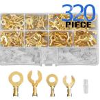 320個入れ端子セット C型 6mm 8mm クワ型 丸型 端子 配線 加工 DIY 真鍮 裸圧着端子 ケーブルラグ 320SEHKR
