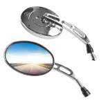 バイク ミラー 10mm 左右 セット サイド 汎用 オーバル アメリカン クラシック ネイキッド 旧車 シルバー