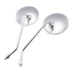 バイク ミラー 8mm 左右 セット 正ネジ 丸型 バック ラウンド 汎用 スクーター 原付き シルバー