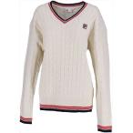 ＦＩＬＡ（フィラ） （レディース　テニスウェア）　Ｖネックケーブルセーター ホワイト