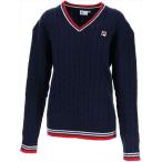 ＦＩＬＡ（フィラ） （レディース　テニスウェア）　Ｖネックケーブルセーター ネイビー