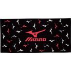 ミズノ MIZUNO　バスタオル 96：ブラック×レッド×グレー （32JY410096）