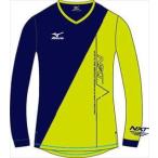 ミズノ MIZUNO プラクティスシャツ 83:ドレスネイビーxライムグリーン