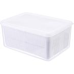 食品保存容器 蓋付き 冷蔵庫収納ケース 野菜水切り器 保存容器 水切り保存パック ザル付 収納ボックス 大容量 野菜 果物収納 冷蔵庫整理ケース キッチン