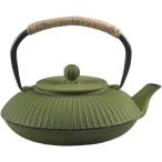 鉄瓶 鉄びん 0.8L 南部鉄器 急須 鉄製 フラットポット 茶こし付 茶道道具 鉄分補給 鉄やかん 鋳鉄ケトル IH対応 直火可 やかん 伝統工芸品 贈り物 (Color _ グリ