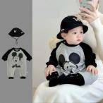 ベビー服  ロンパース  ミッキー長袖 帽子 カバーオール 男の子 女の子 かわいい 帽子 ロンパース 春 秋  出産祝い ギフトカバーオール 66 73 80 90